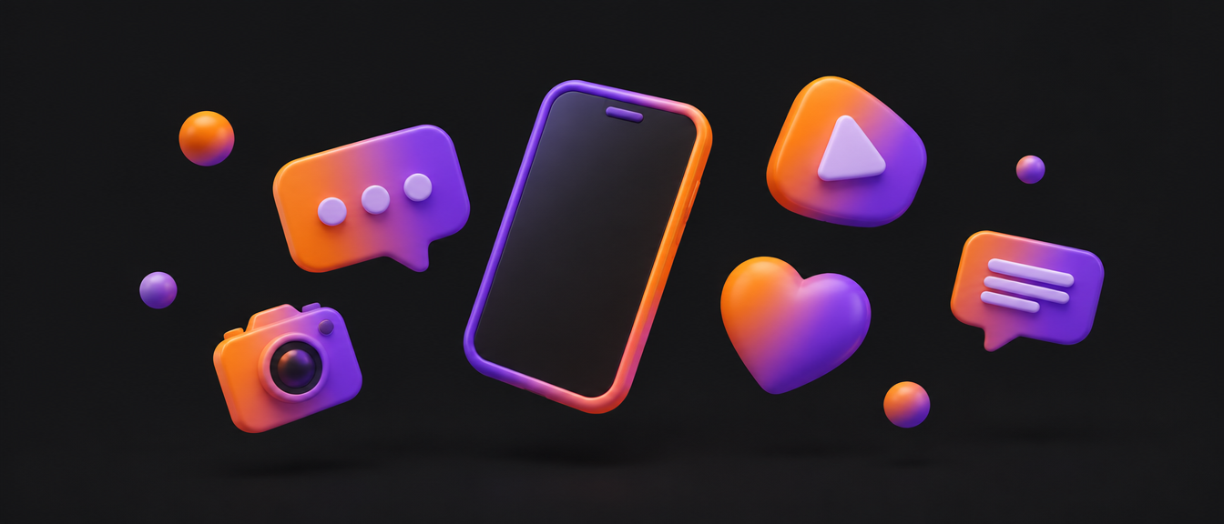 3D illustration representing social channels